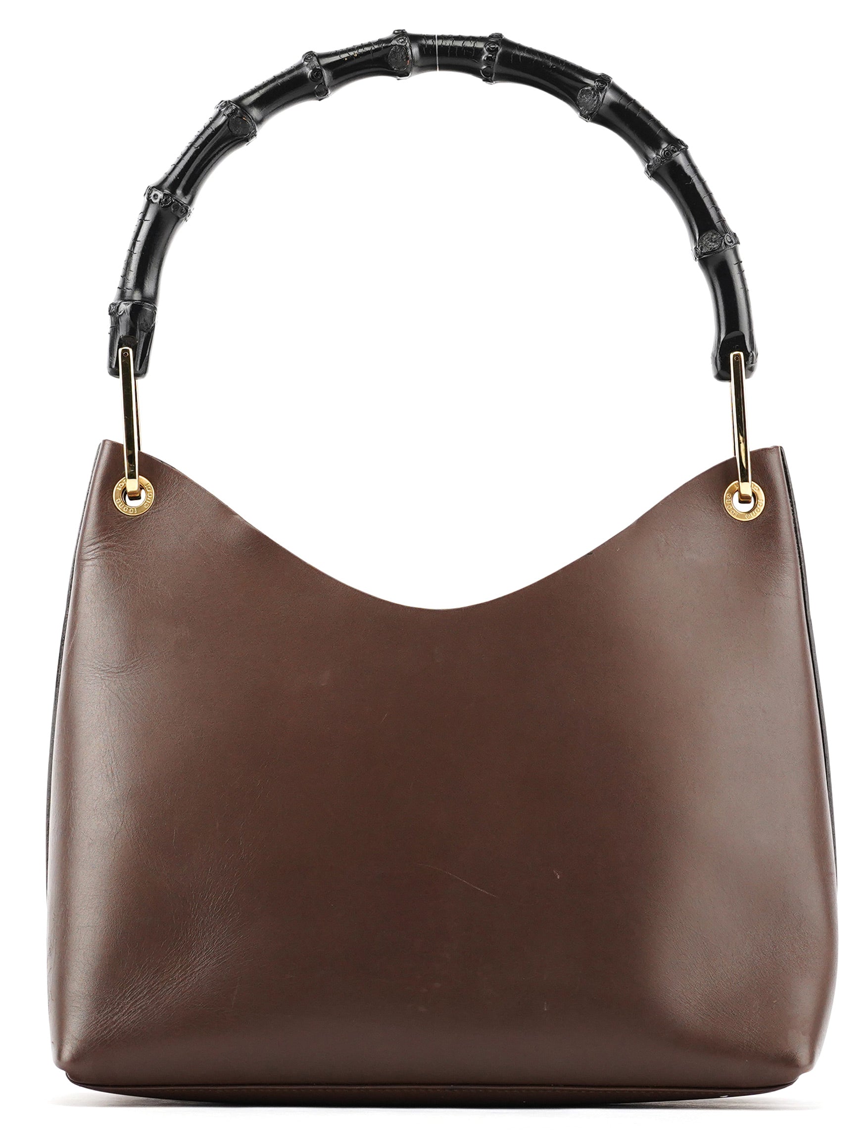 Brown Leather Bamboo Shoulder Bag