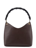 Brown Leather Bamboo Shoulder Bag