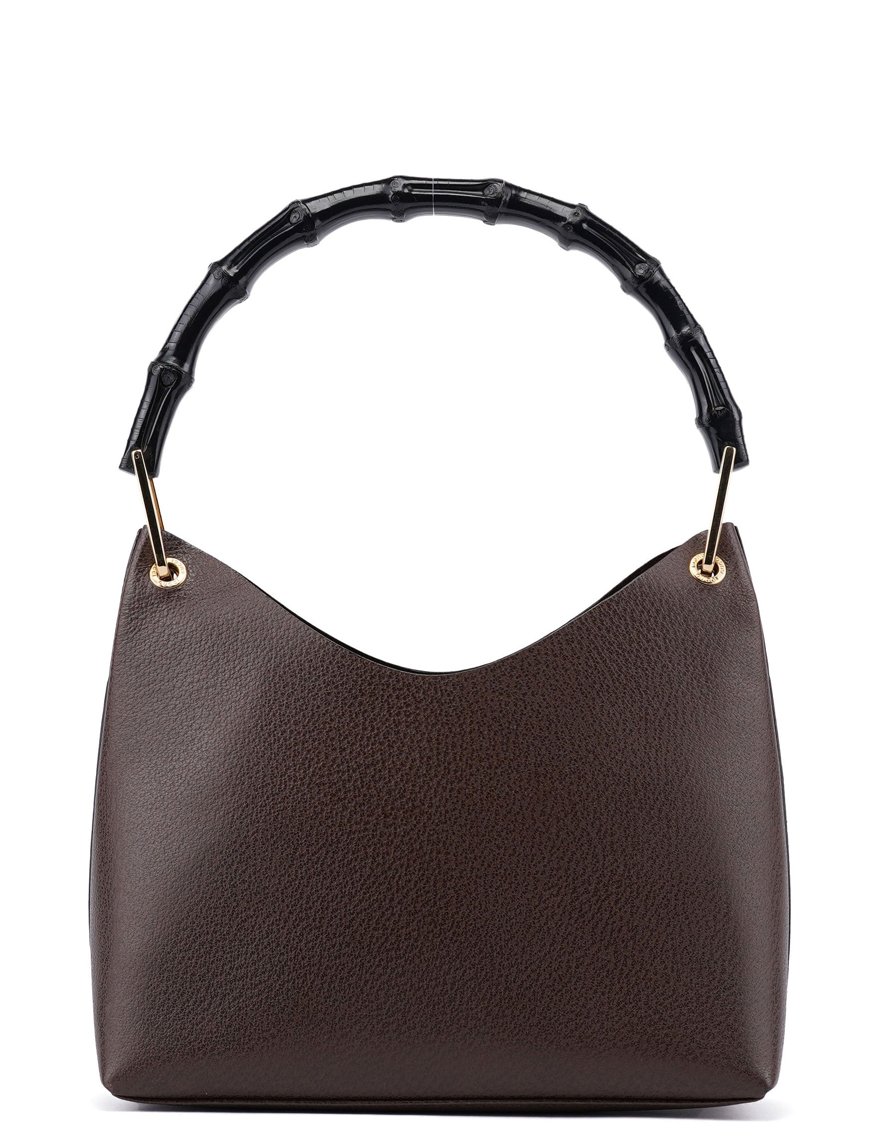 Brown Leather Bamboo Shoulder Bag