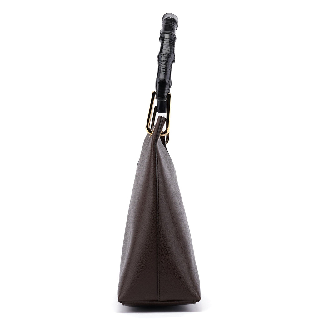 Brown Leather Bamboo Shoulder Bag