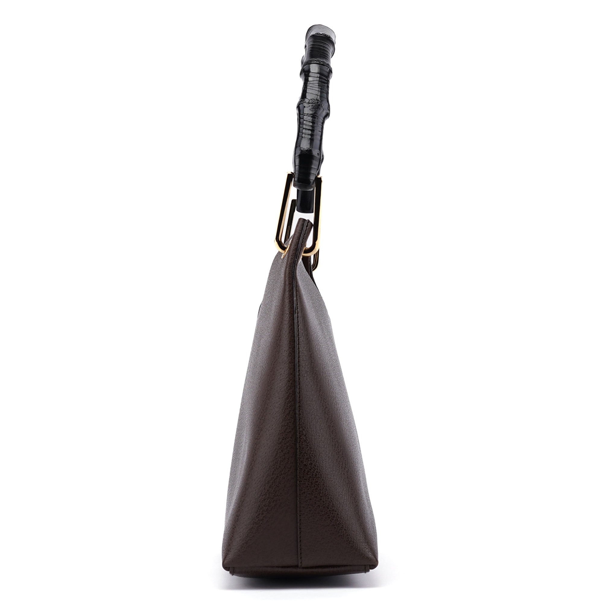 Brown Leather Bamboo Shoulder Bag