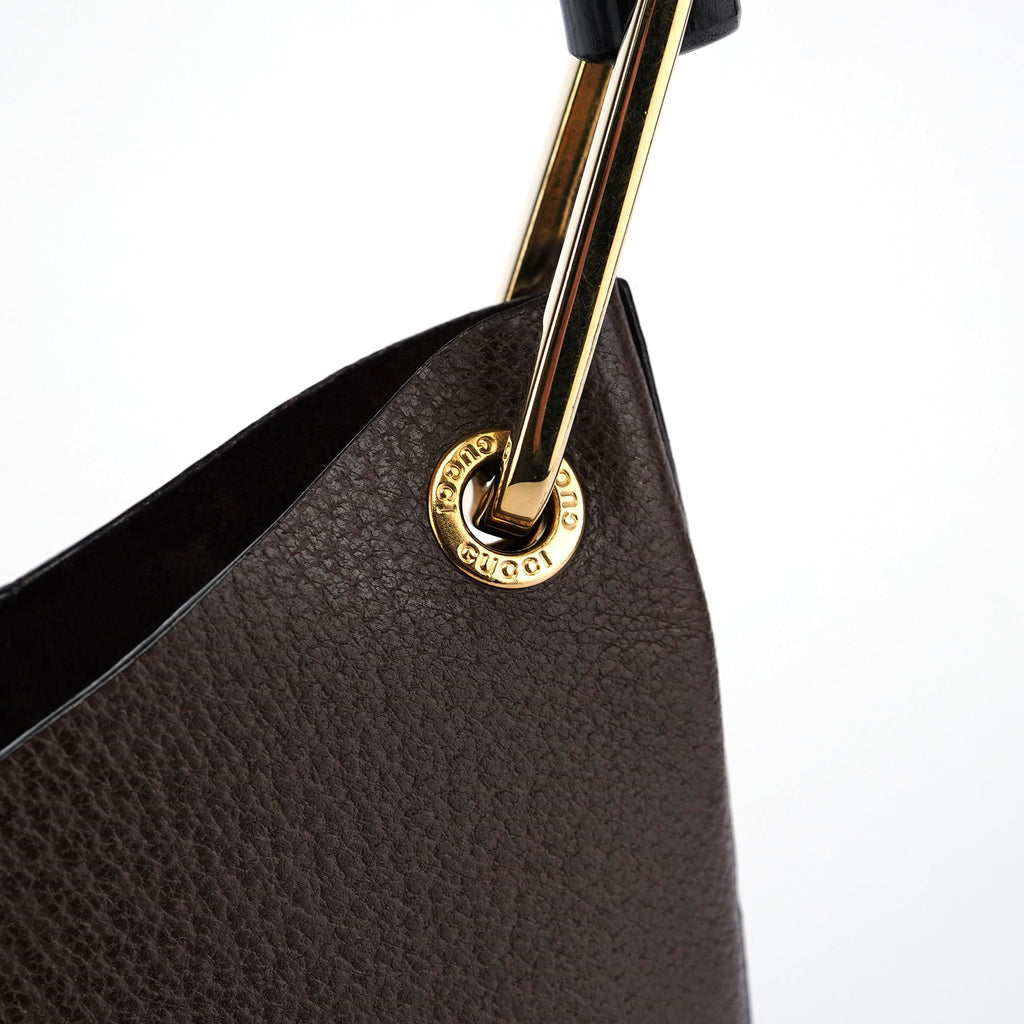 Brown Leather Bamboo Shoulder Bag