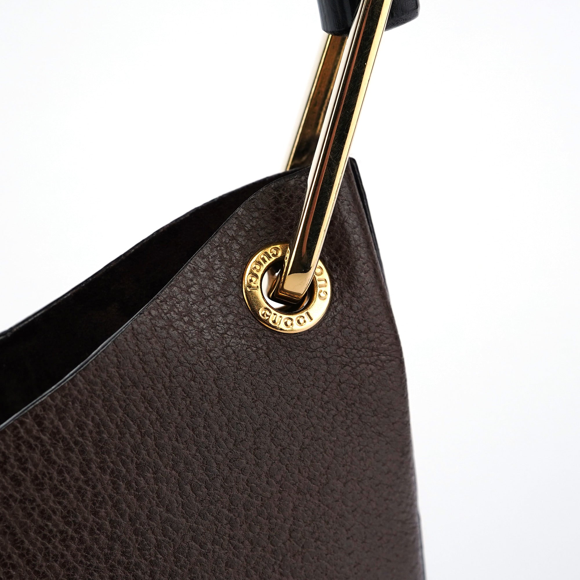 Brown Leather Bamboo Shoulder Bag