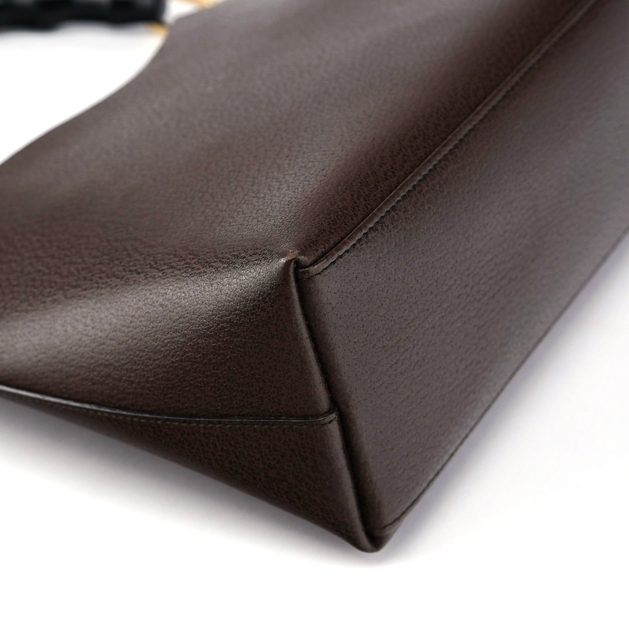 Brown Leather Bamboo Shoulder Bag
