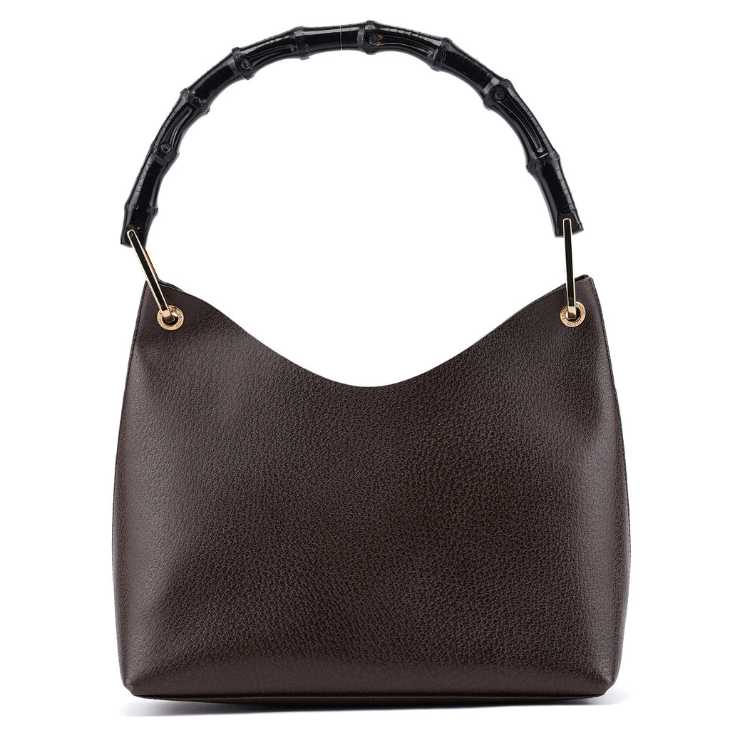 Brown Leather Bamboo Shoulder Bag