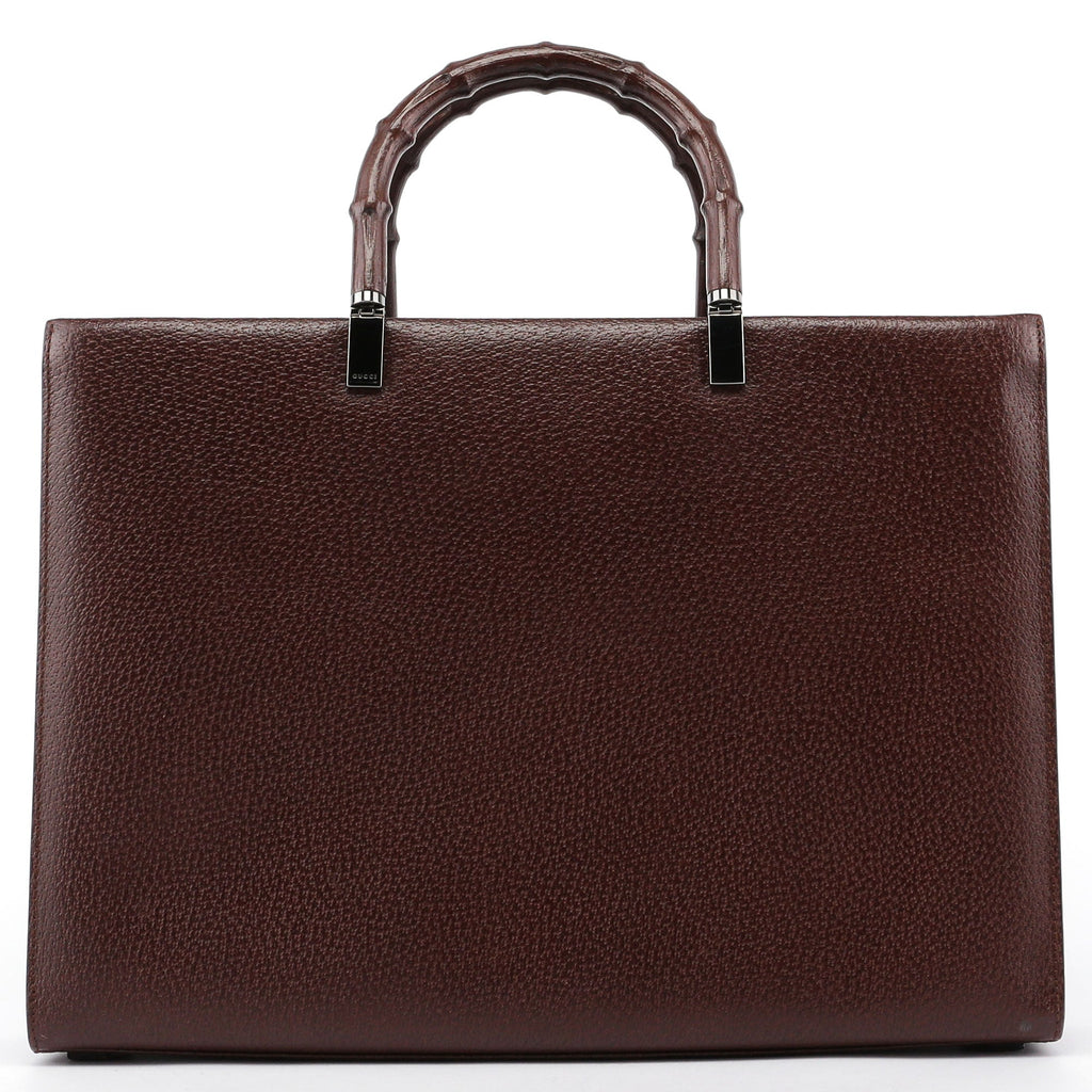 Brown Leather Bamboo Tote