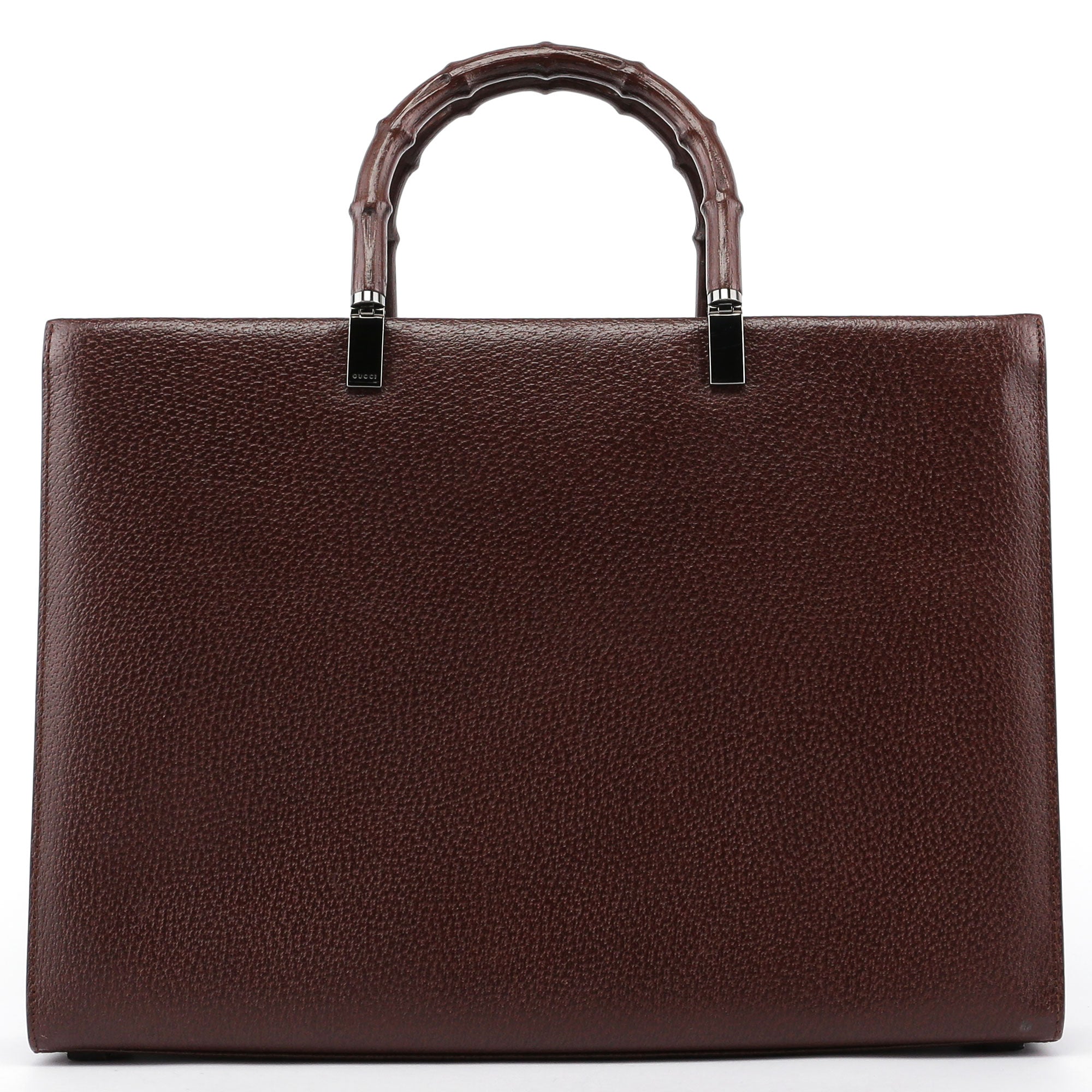 Brown Leather Bamboo Tote
