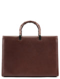 Brown Leather Bamboo Tote
