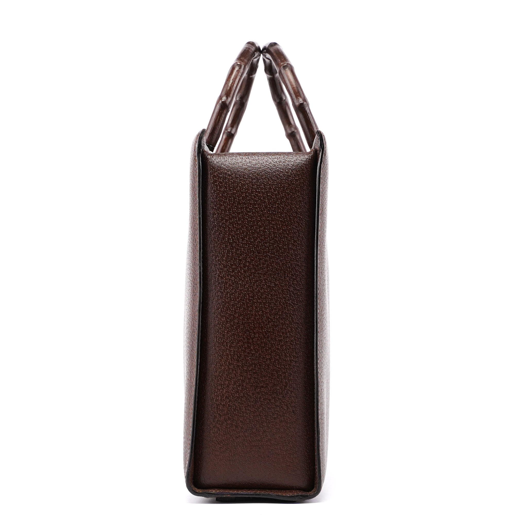 Brown Leather Bamboo Tote