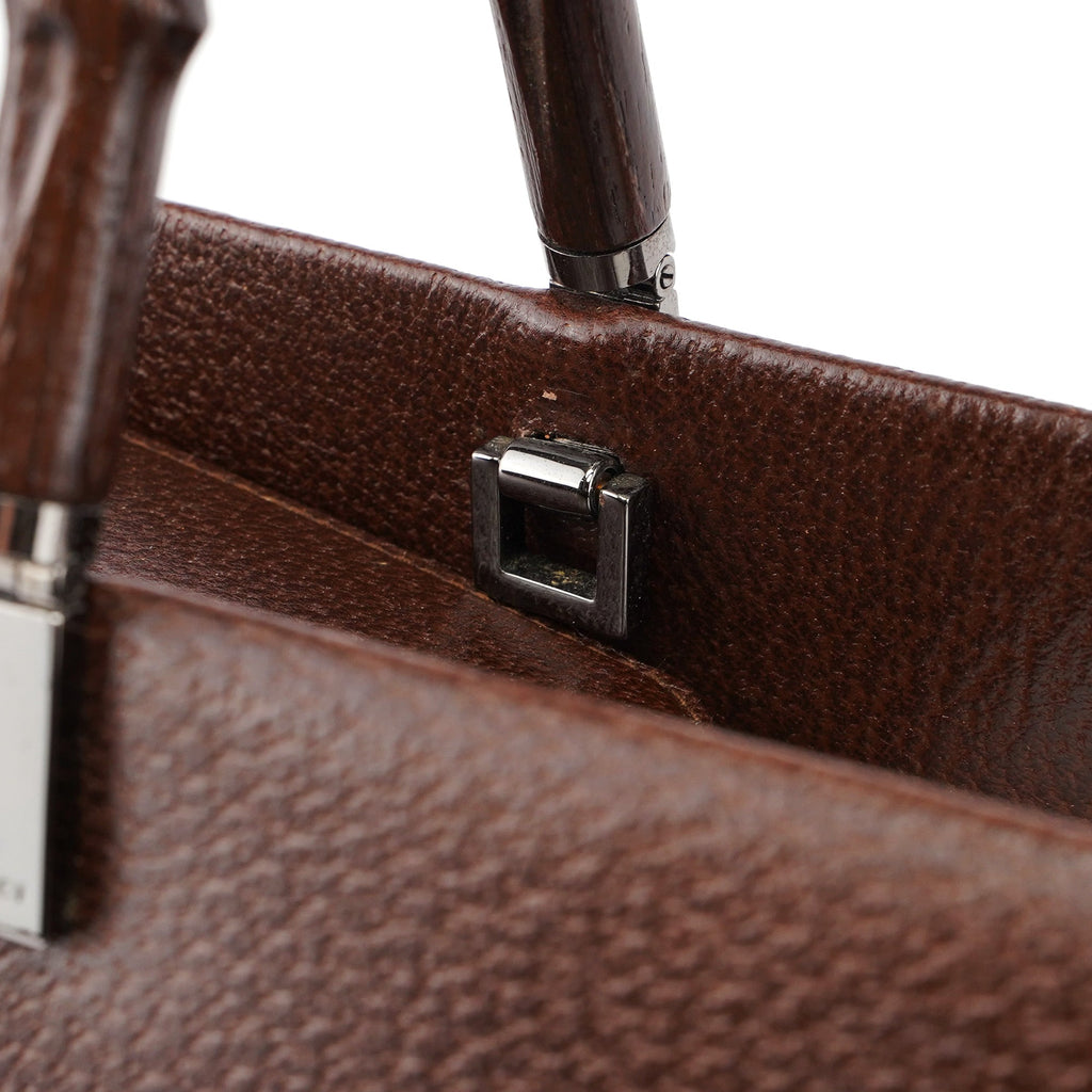 Brown Leather Bamboo Tote