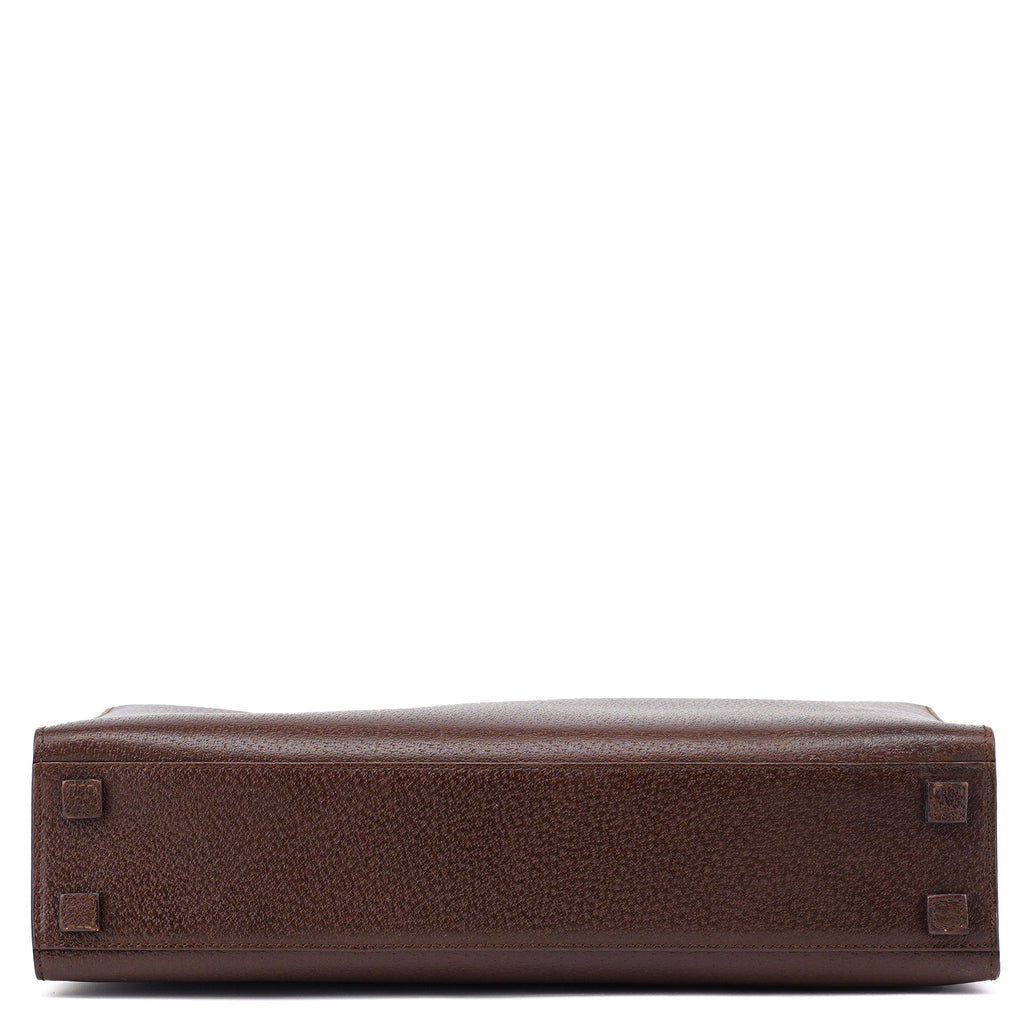 Brown Leather Bamboo Tote Bag