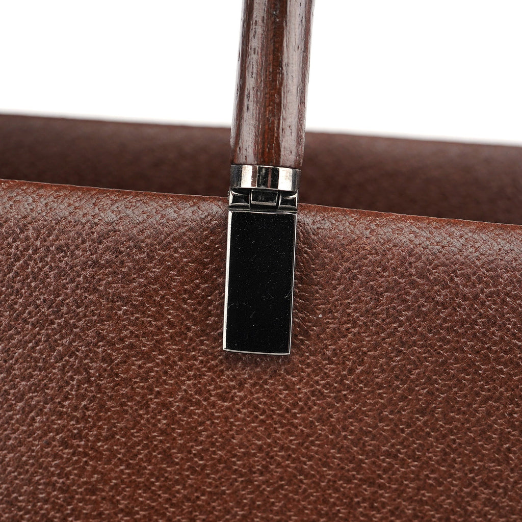 Brown Leather Bamboo Tote Bag