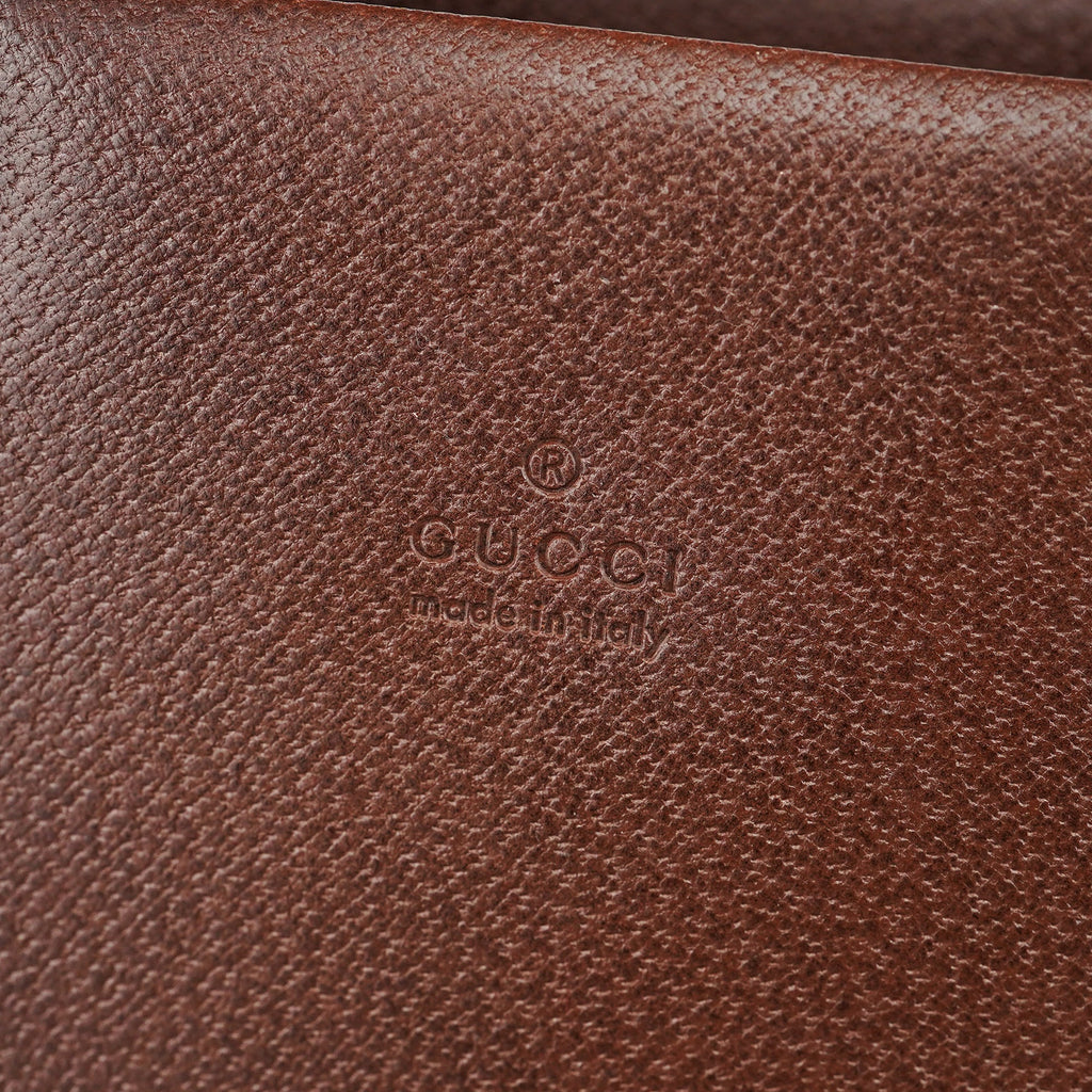 Brown Leather Bamboo Tote Bag