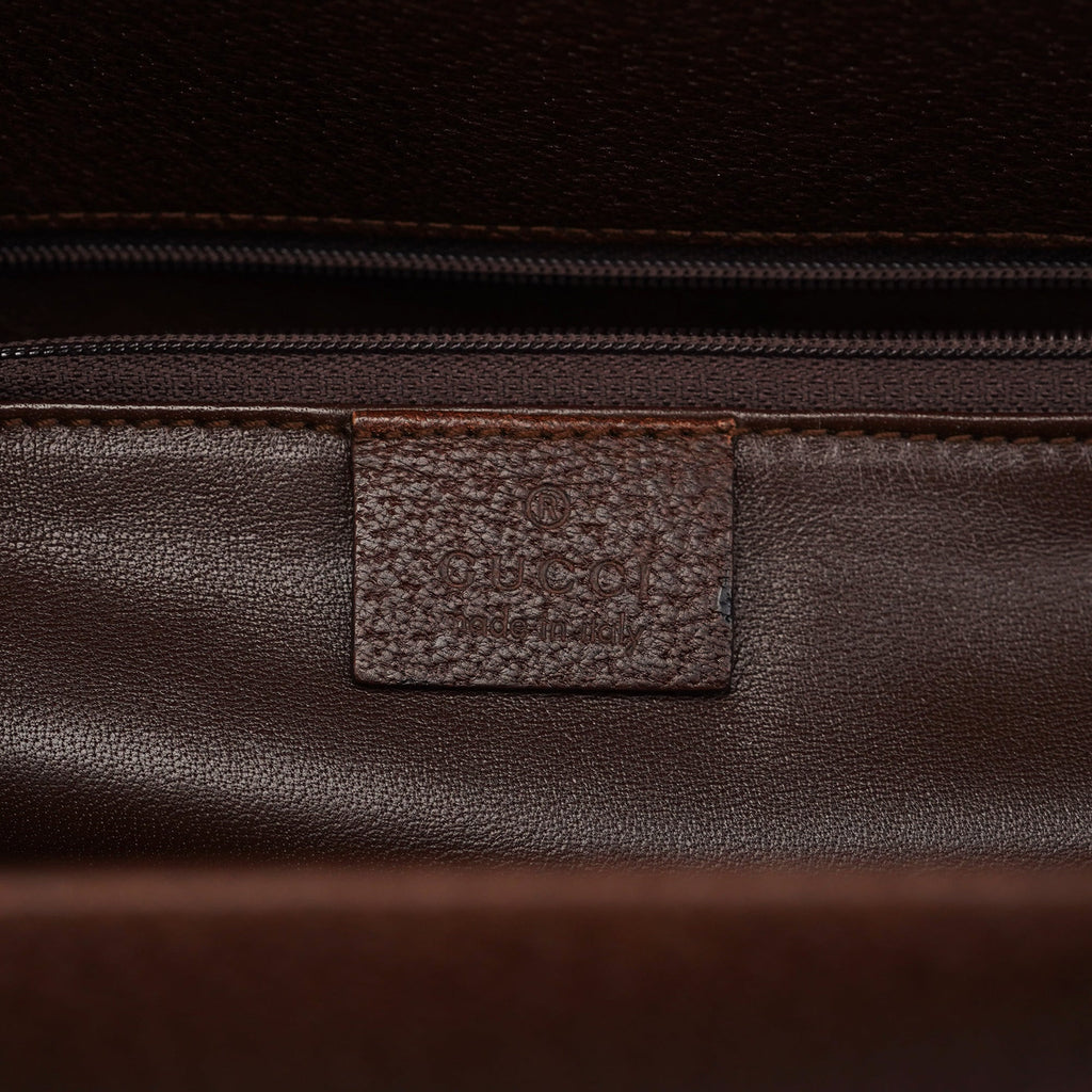 Brown Leather Bamboo Tote Bag