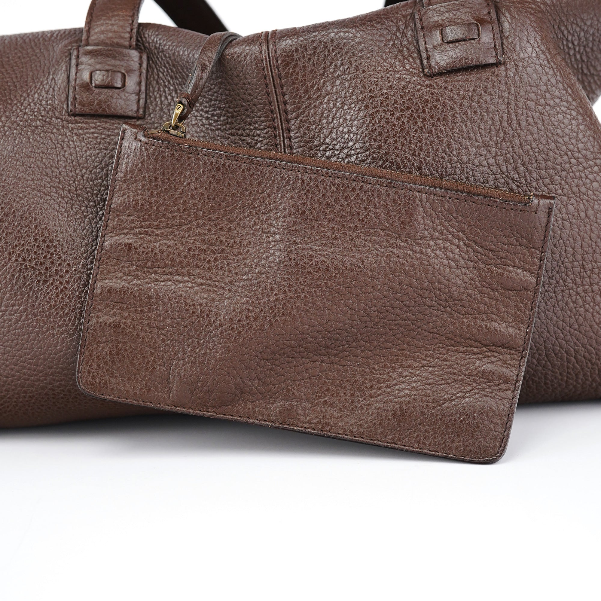Brown Leather Cargo Tote Bag