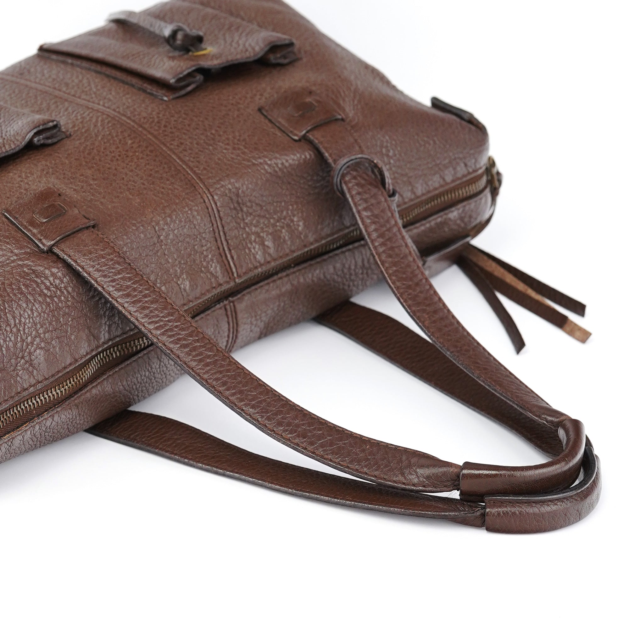 Brown Leather Cargo Tote Bag