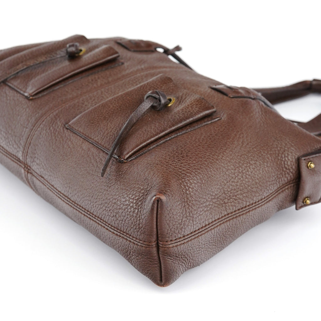 Brown Leather Cargo Tote Bag