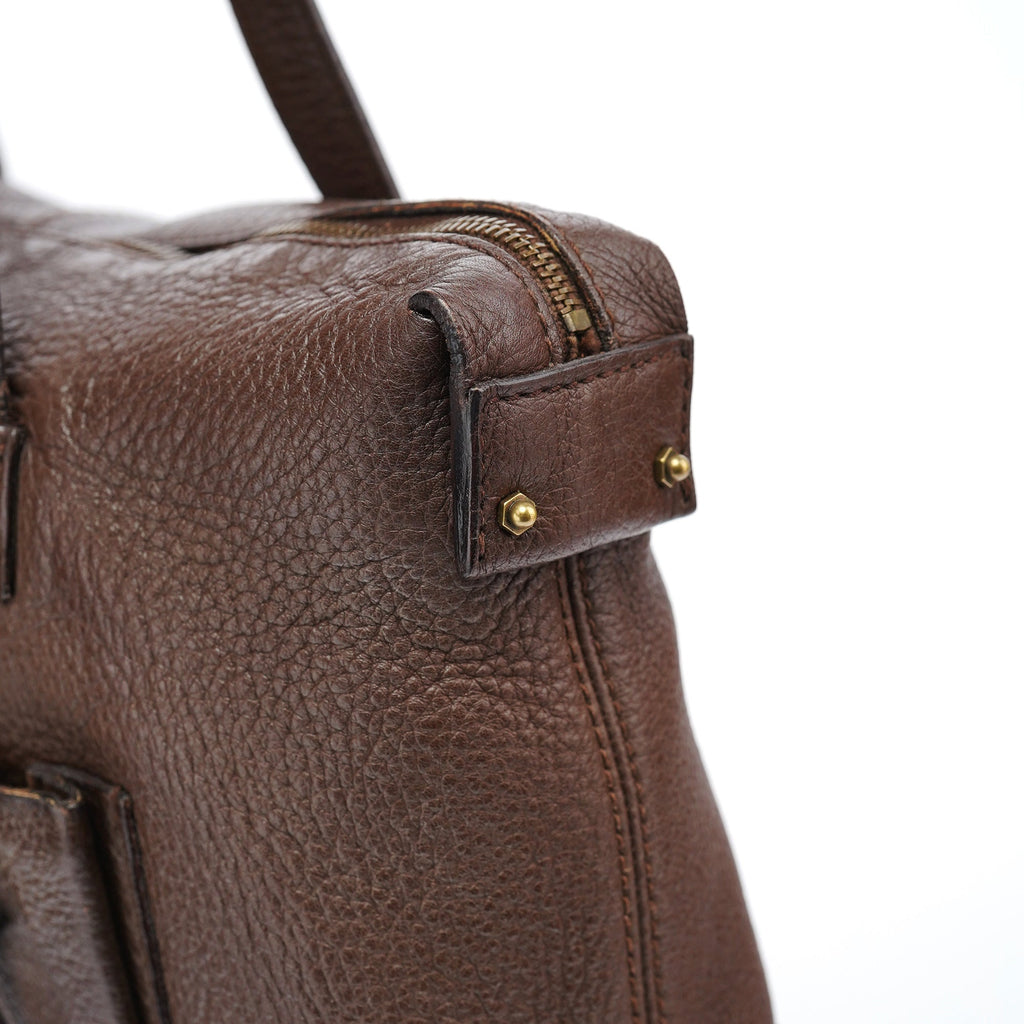 Brown Leather Cargo Tote Bag
