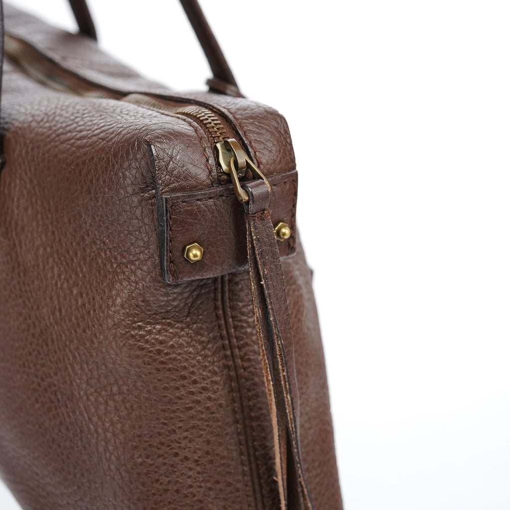 Brown Leather Cargo Tote Bag