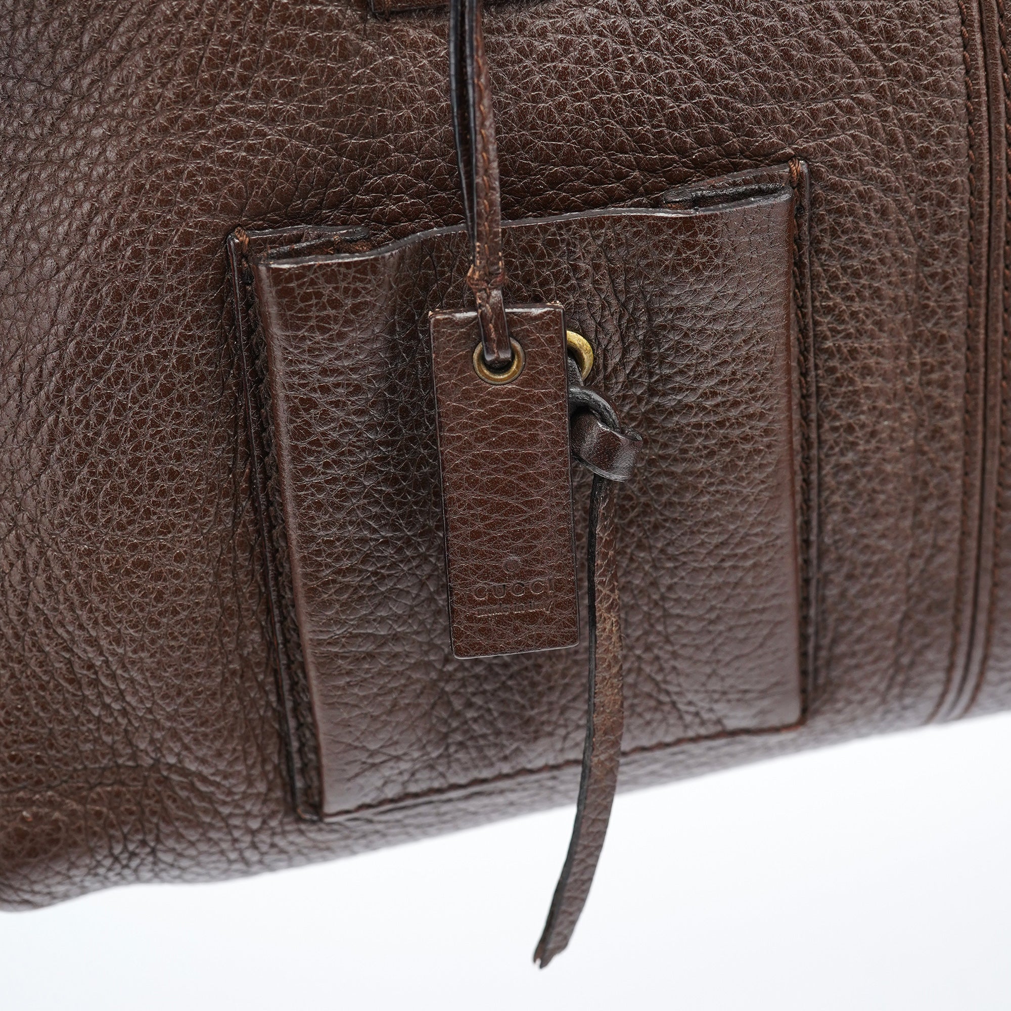 Brown Leather Cargo Tote Bag