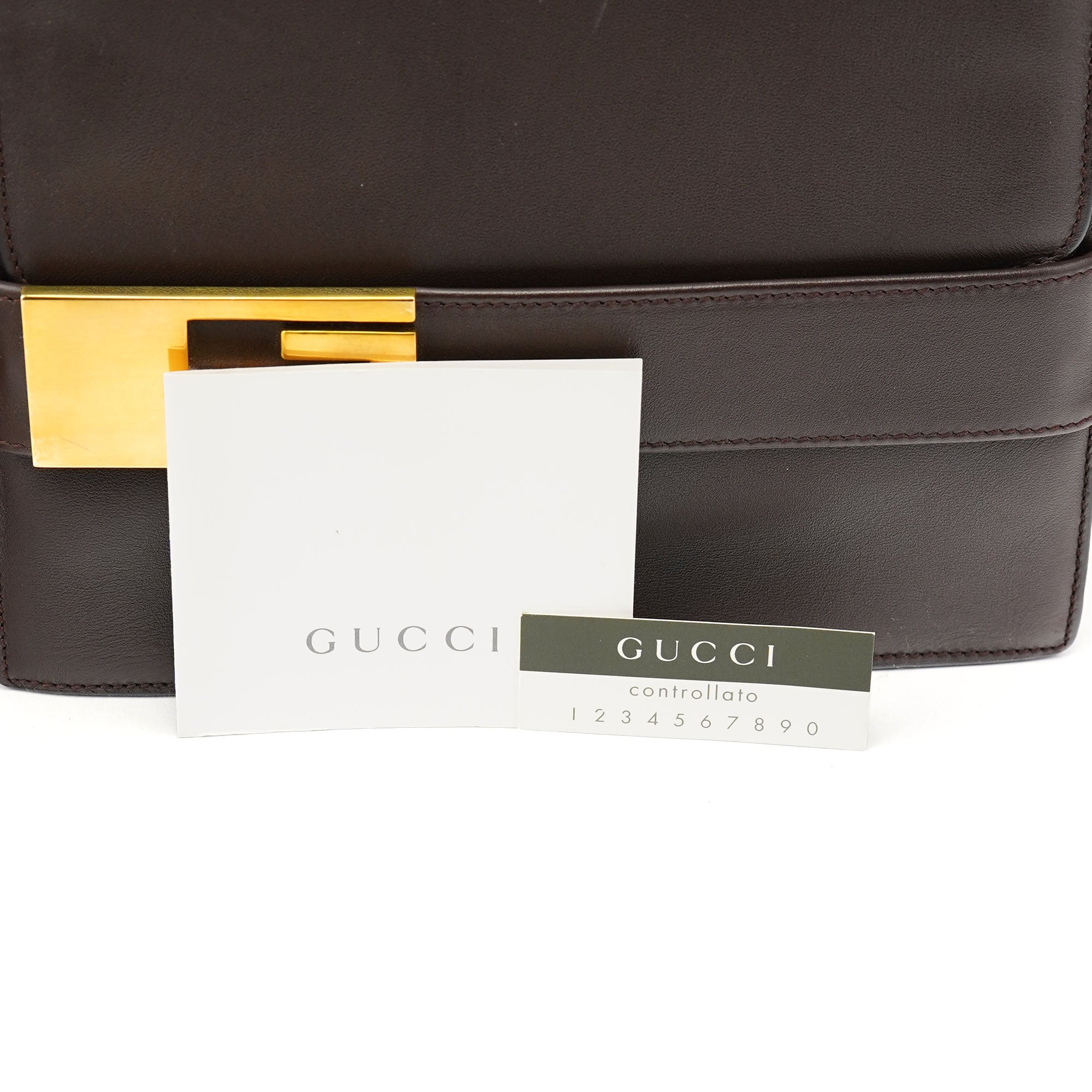 Brown Leather Square G Flap Shoulder Bag