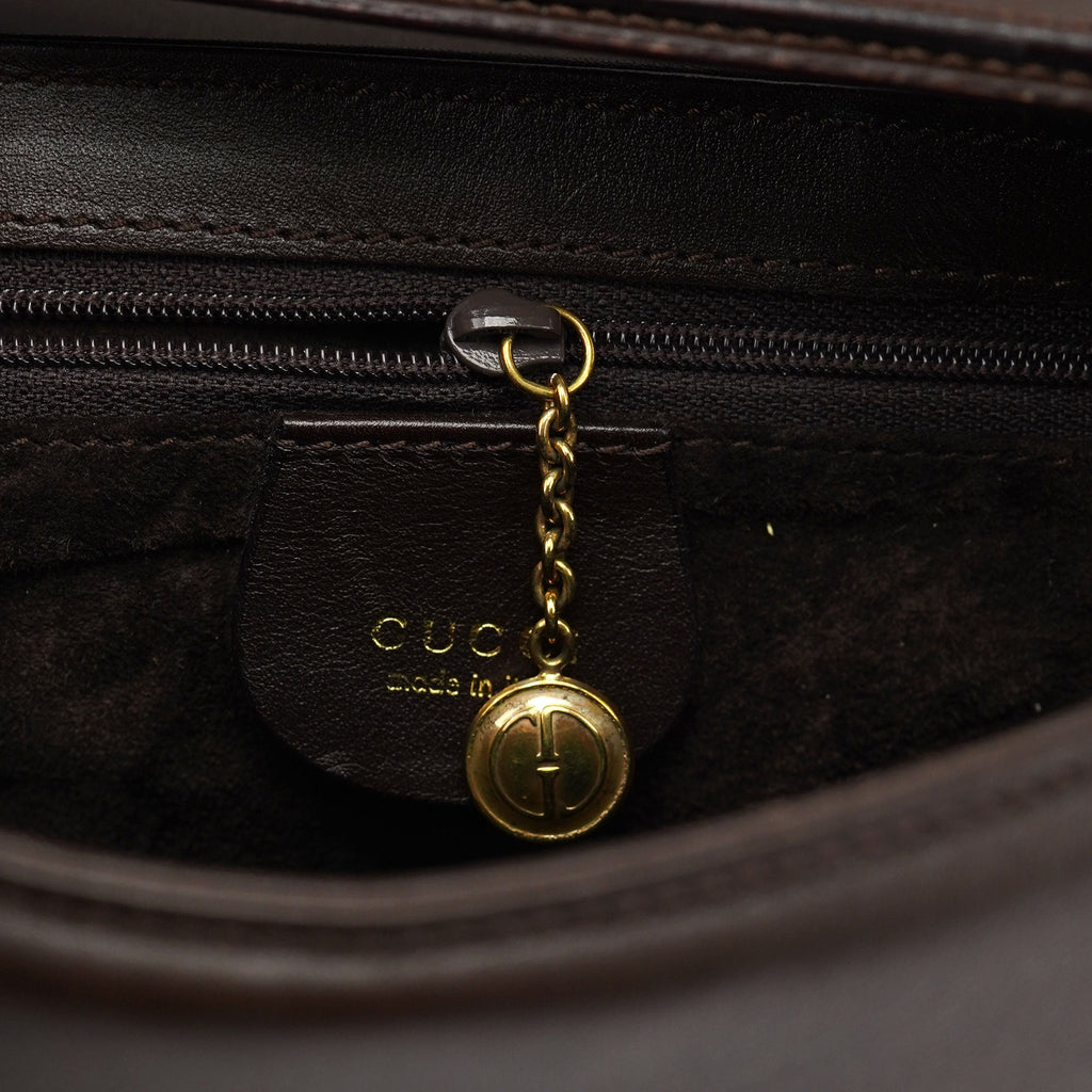 Brown Leather Square G Flap Shoulder Bag