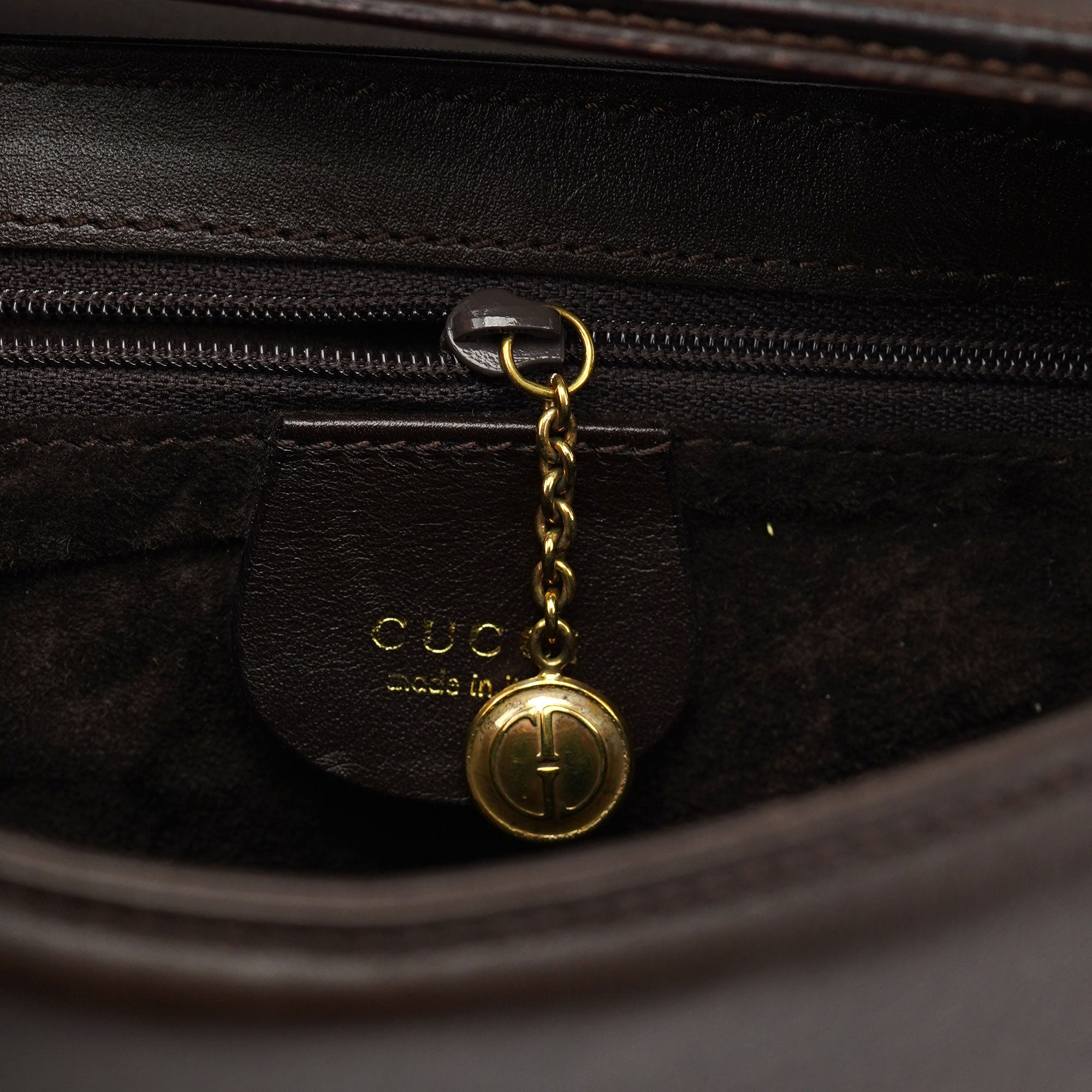 Brown Leather Square G Flap Shoulder Bag