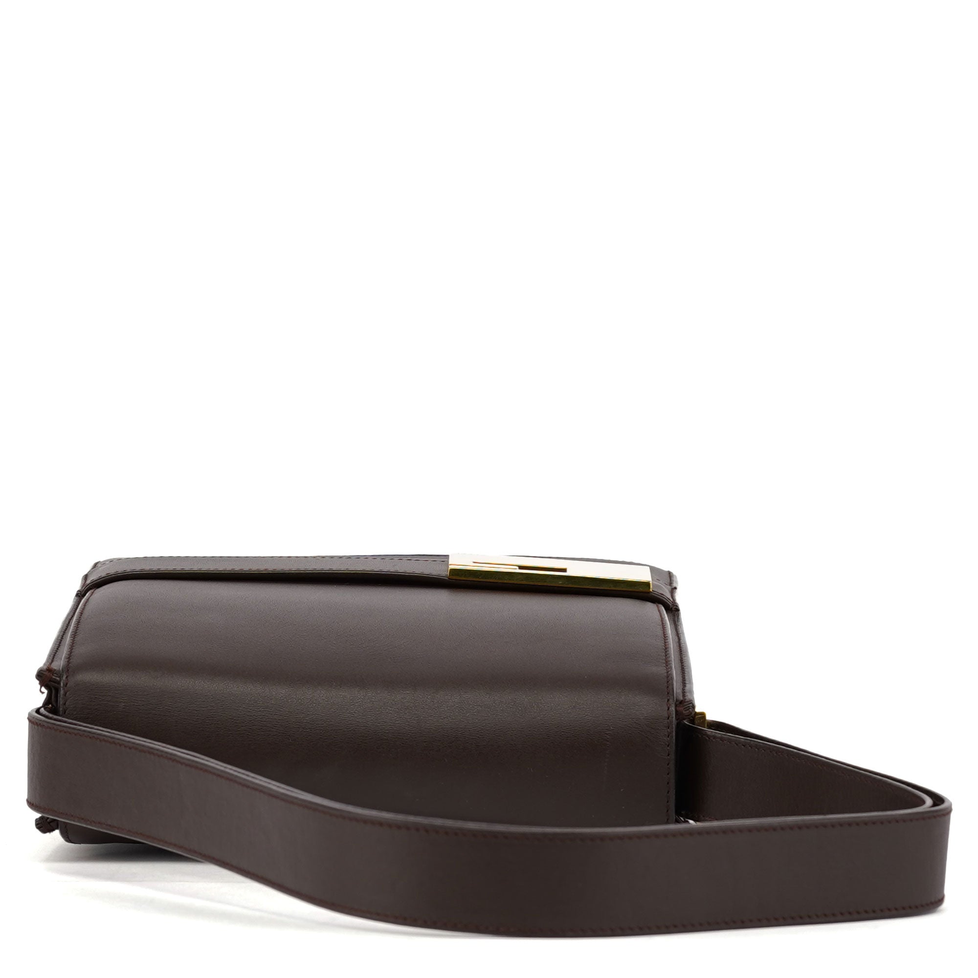 Brown Leather Square G Flap Shoulder Bag