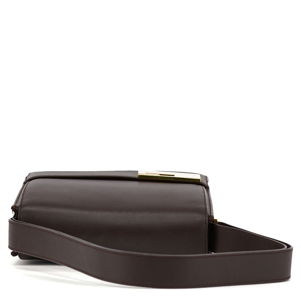 Brown Leather Square G Flap Shoulder Bag