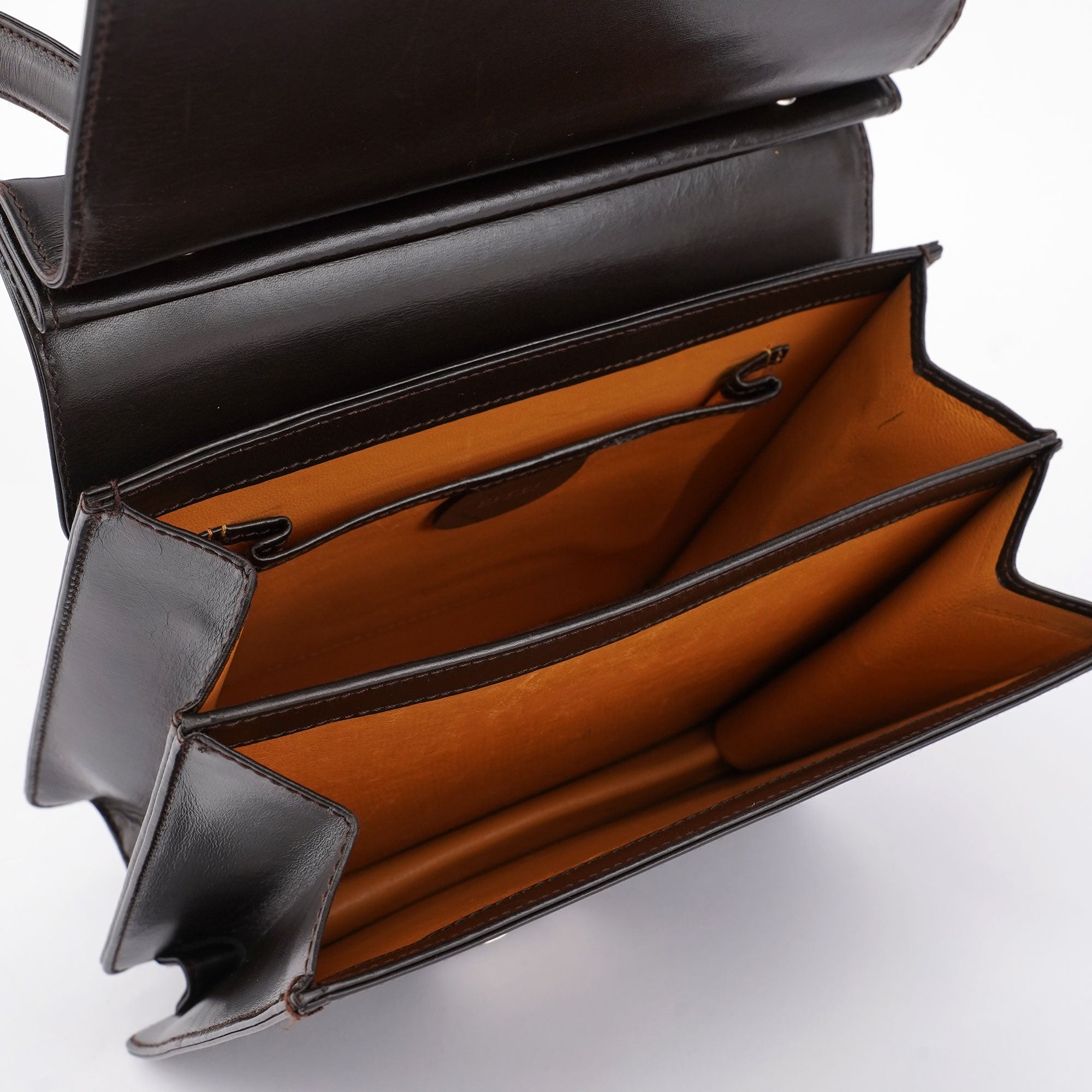 Brown Leather Square G Shoulder Bag