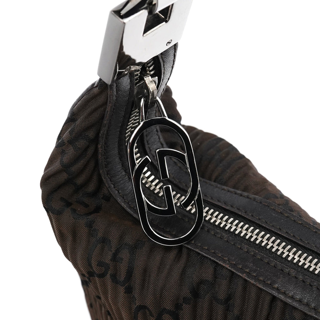 Brown Pleated GG Hobo Shoulder Bag