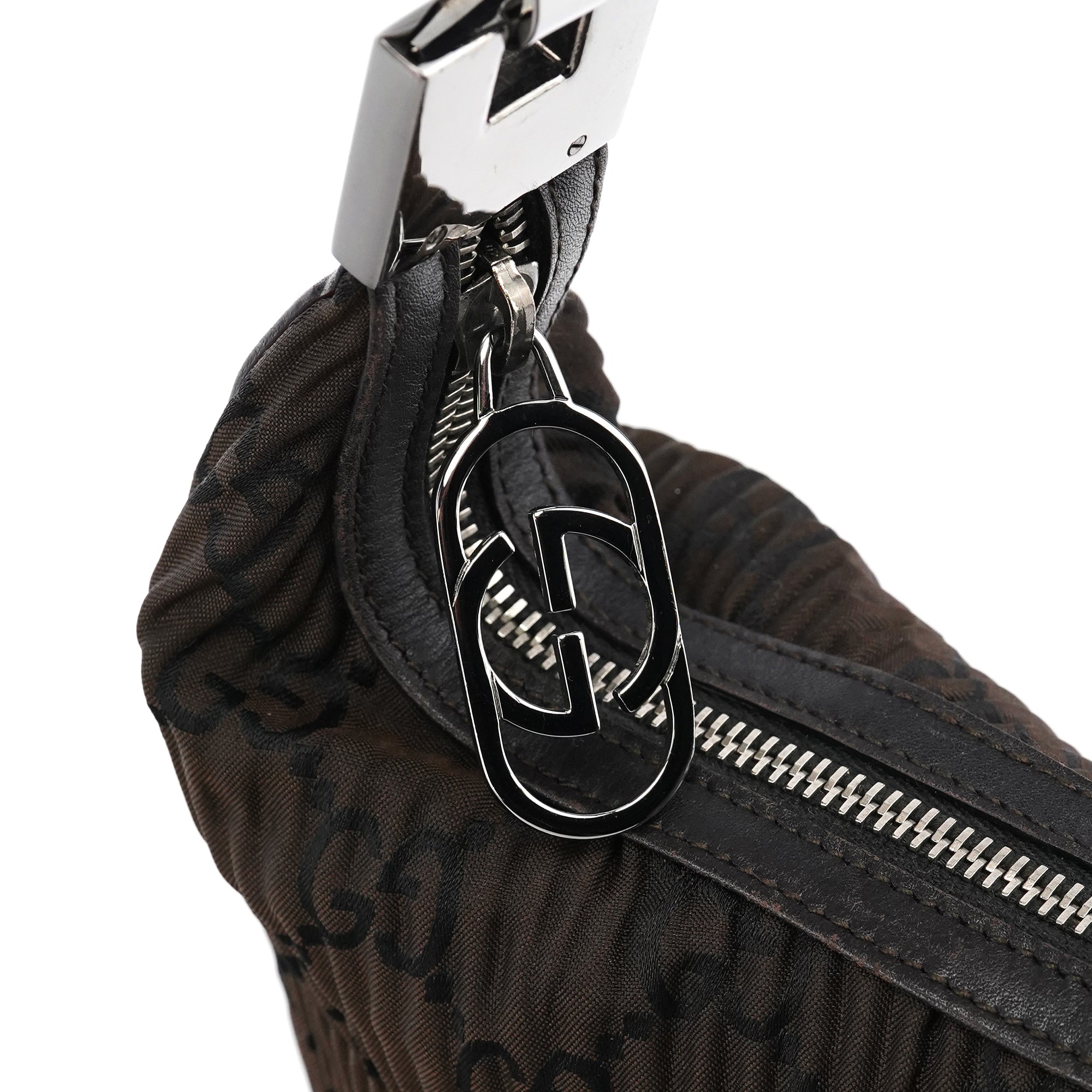 Brown Pleated GG Hobo Shoulder Bag