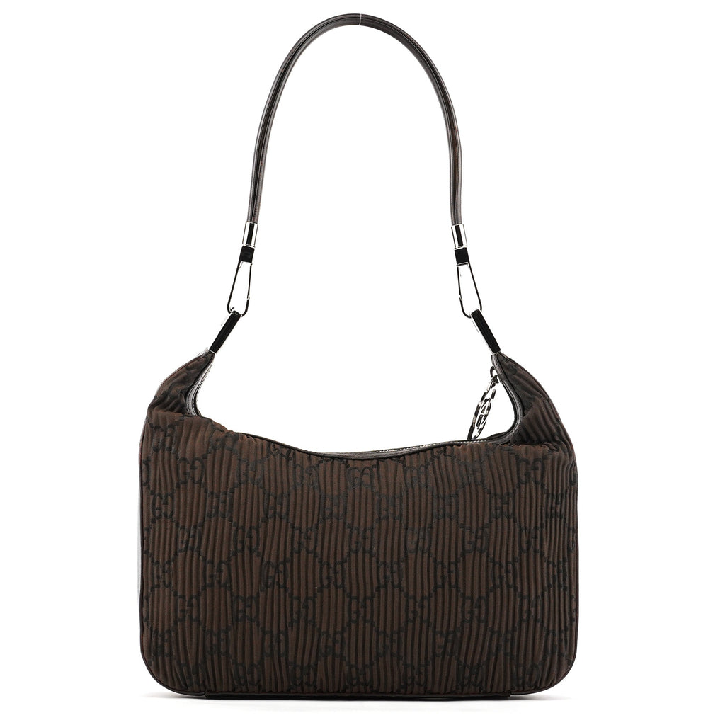 Brown Pleated GG Hobo Shoulder Bag