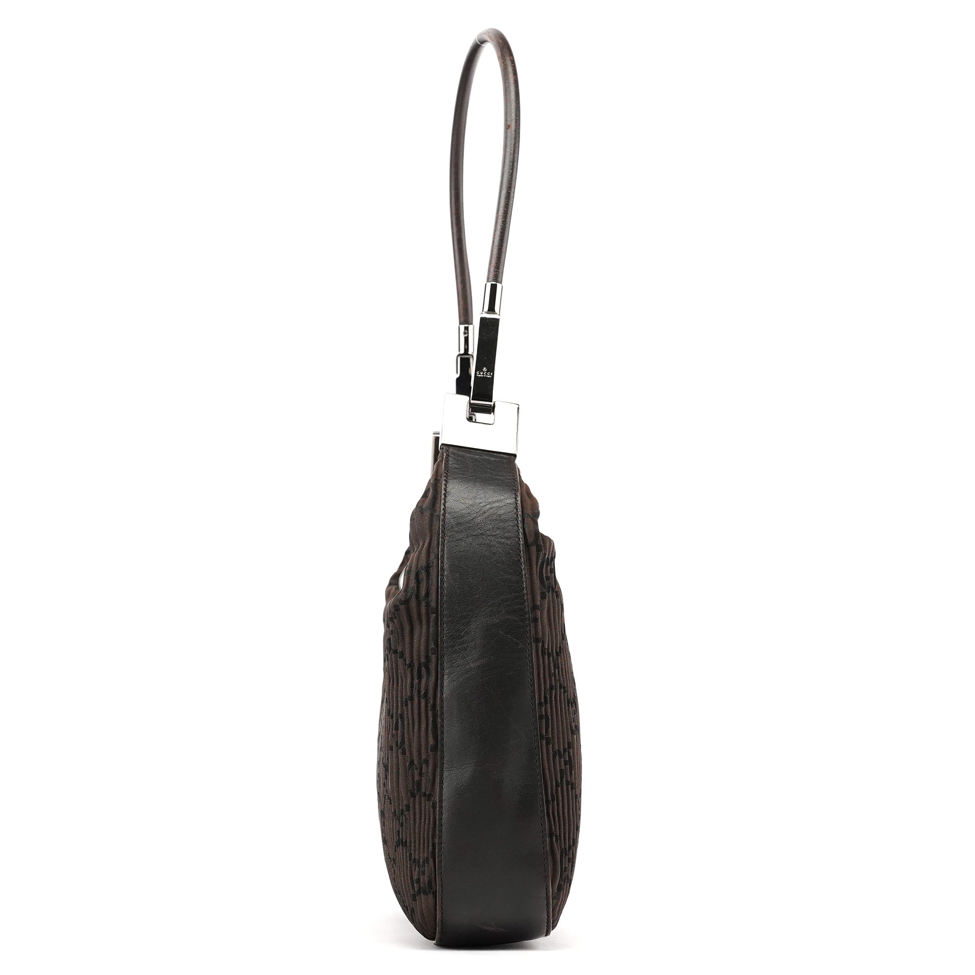 Brown Pleated GG Hobo Shoulder Bag
