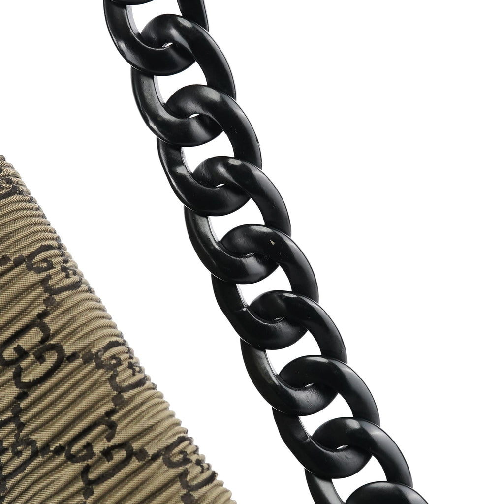 Brown Pleated GG Wood Chain Shoulder Bag