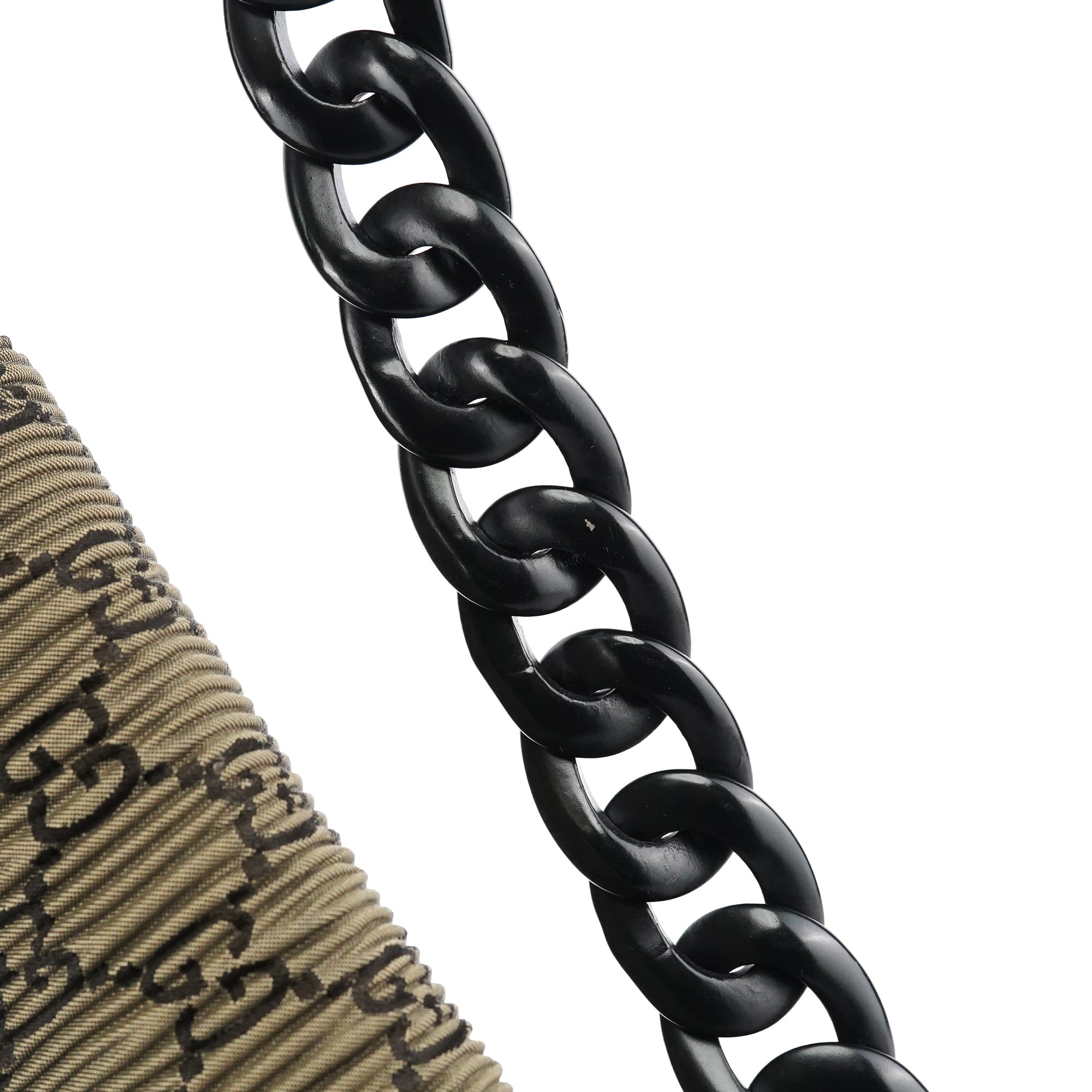 Brown Pleated GG Wood Chain Shoulder Bag