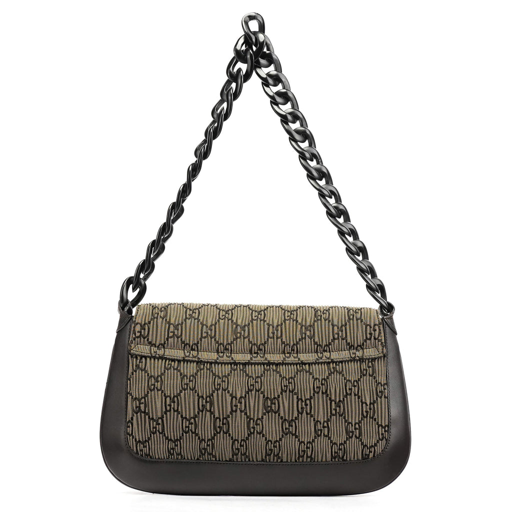 Brown Pleated GG Wood Chain Shoulder Bag