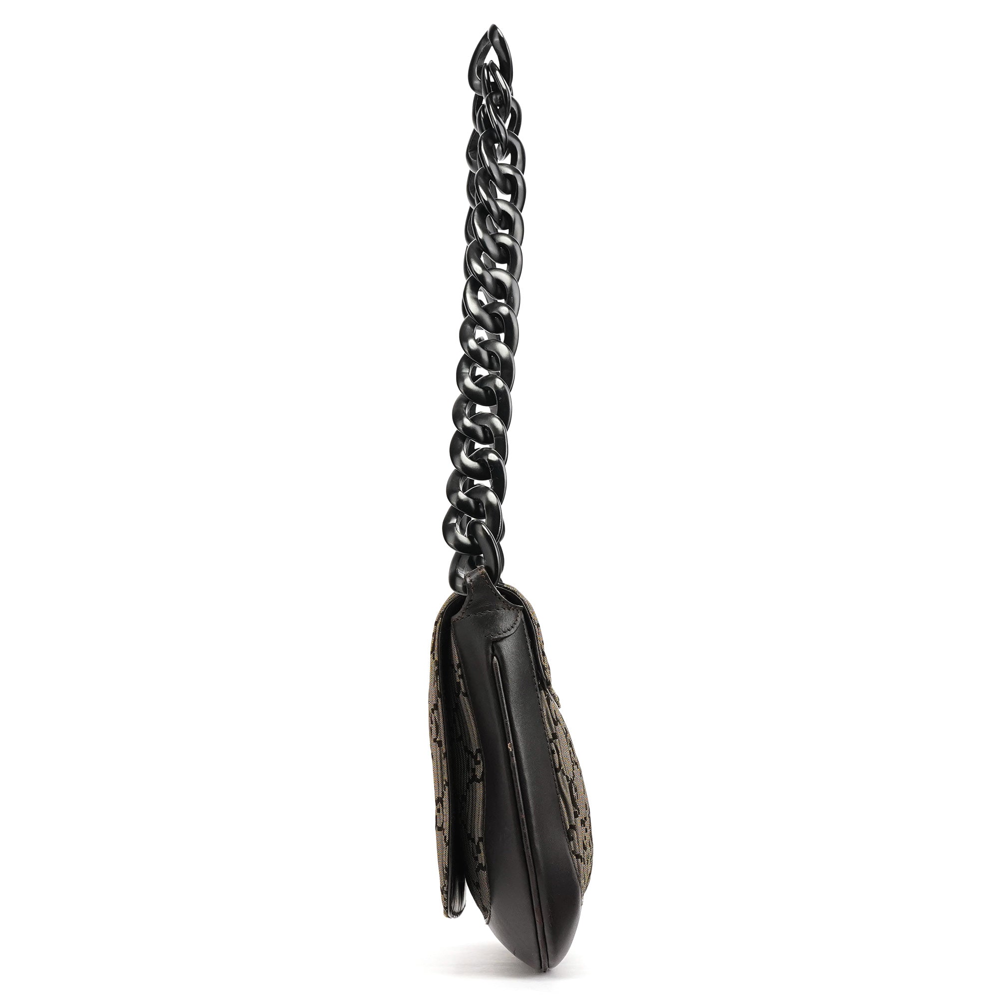 Brown Pleated GG Wood Chain Shoulder Bag