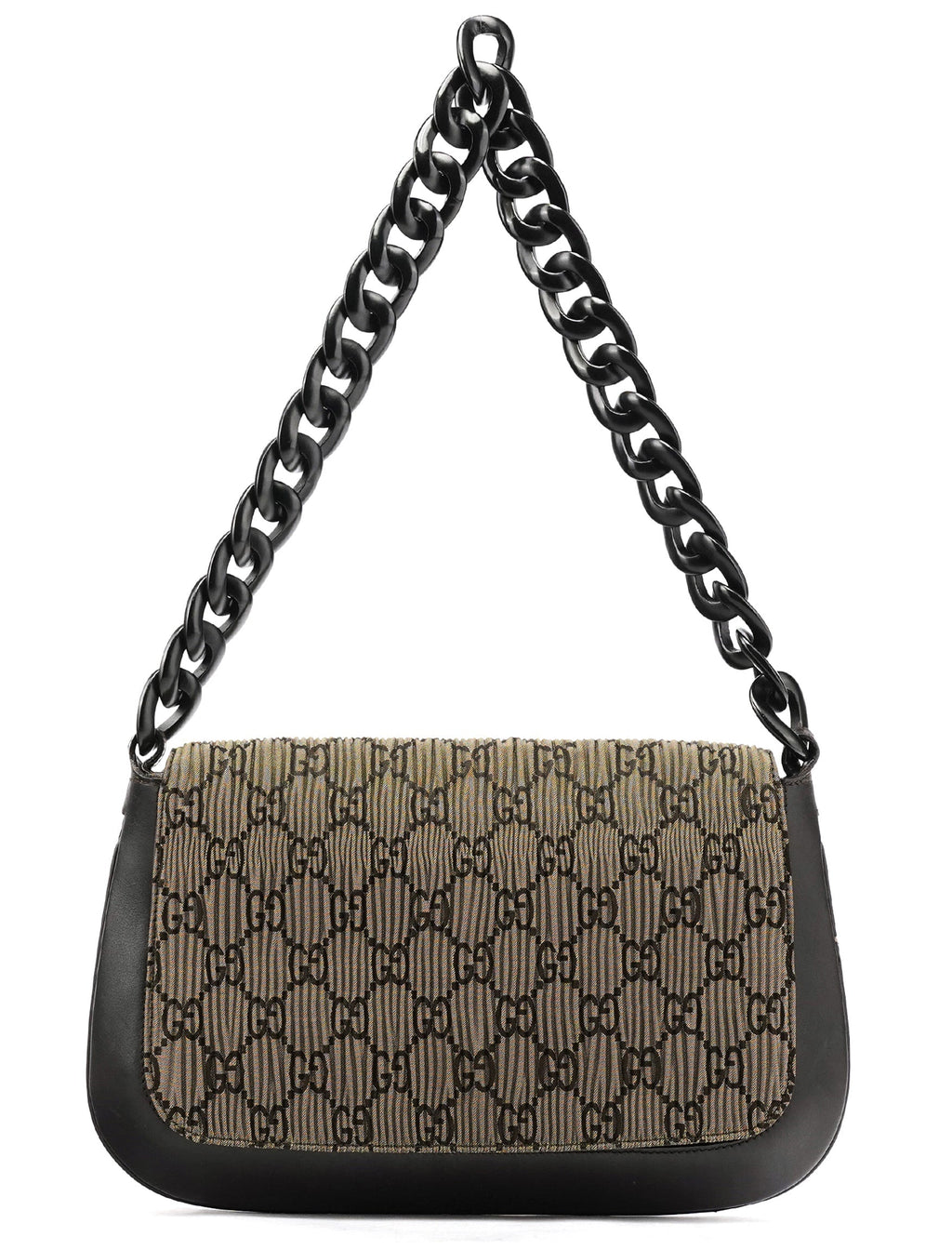 Brown Pleated GG Wood Chain Shoulder Bag