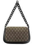 Brown Pleated GG Wood Chain Shoulder Bag