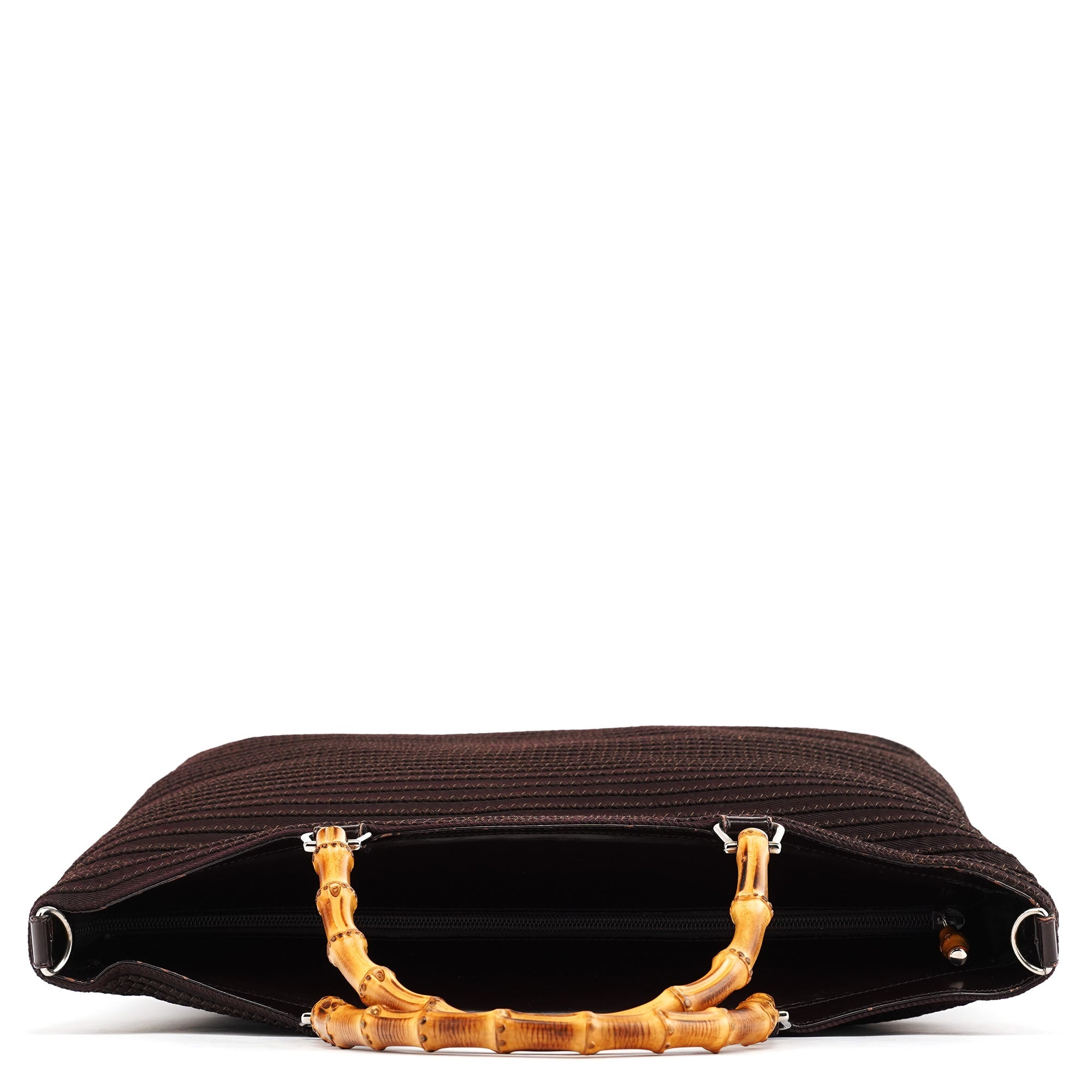 Brown Quilted Nylon Bamboo 2-Way Tote bag