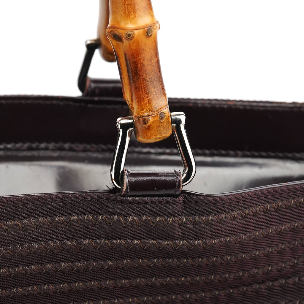 Brown Quilted Nylon Bamboo 2-Way Tote bag