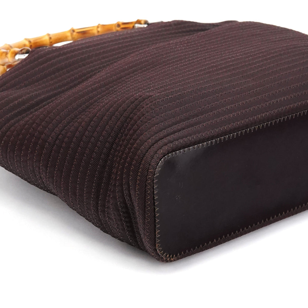 Brown Quilted Nylon Bamboo 2-Way Tote bag