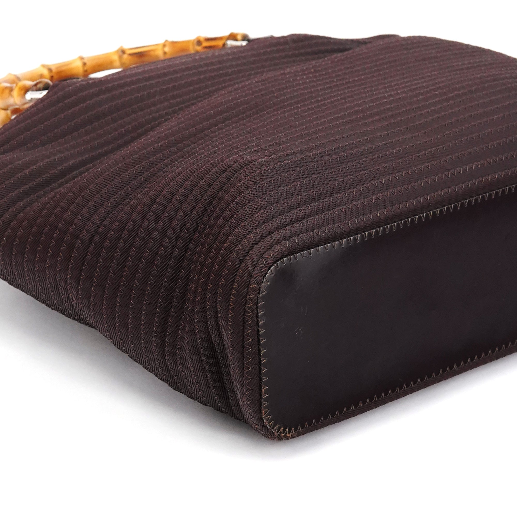 Brown Quilted Nylon Bamboo 2-Way Tote bag