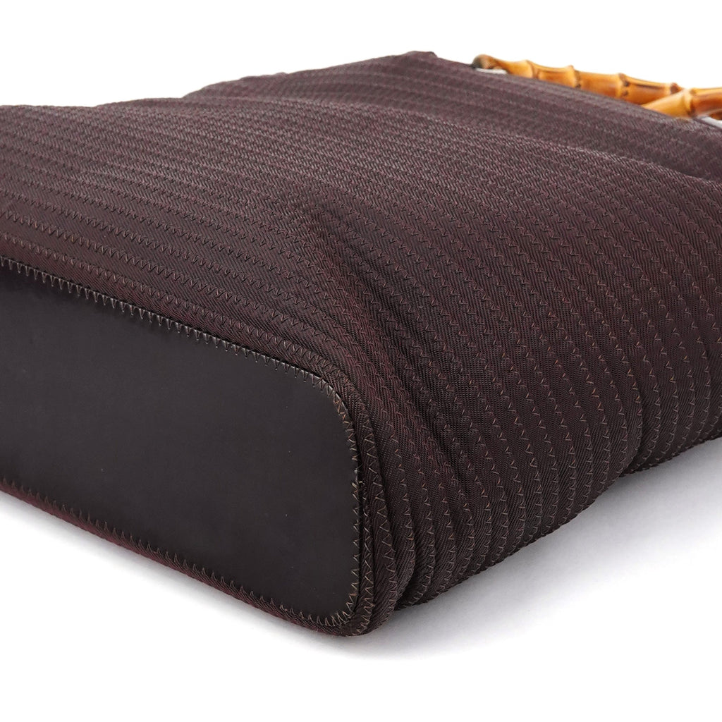 Brown Quilted Nylon Bamboo 2-Way Tote bag