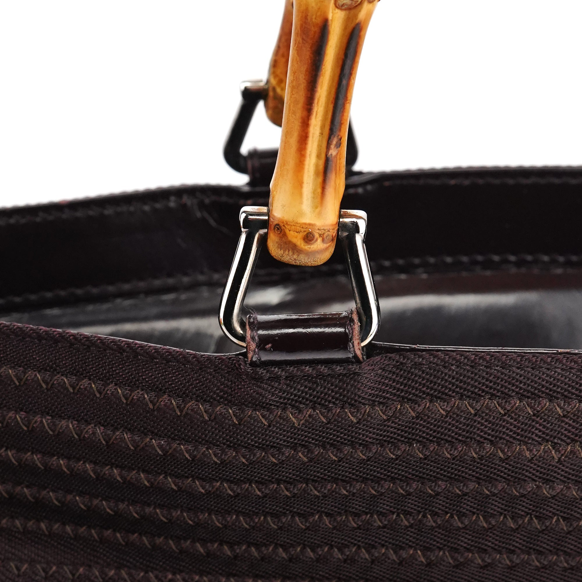 Brown Quilted Nylon Bamboo 2-Way Tote bag