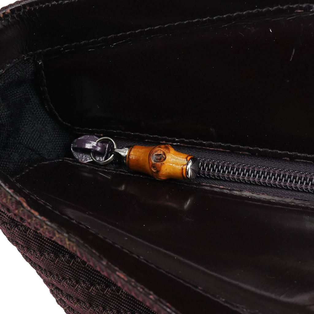 Brown Quilted Nylon Bamboo 2-Way Tote bag