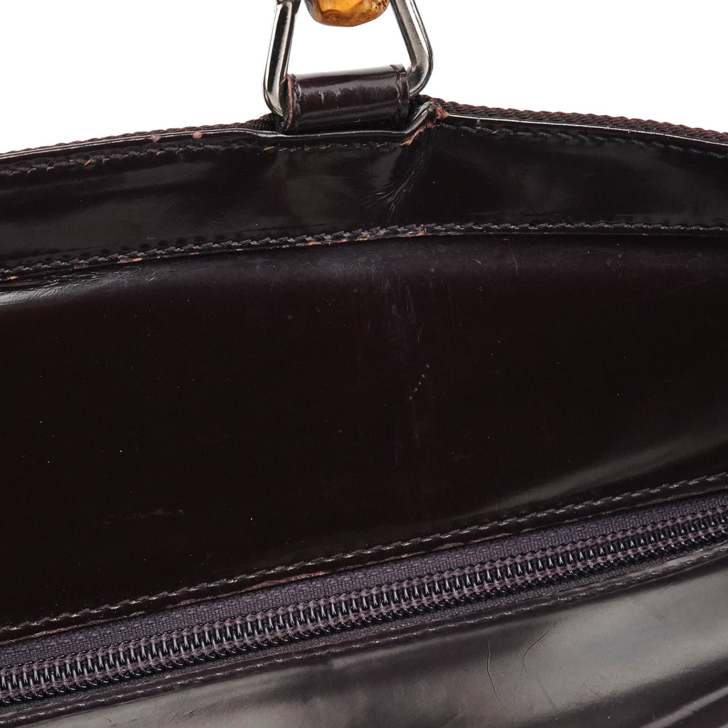 Brown Quilted Nylon Bamboo 2-Way Tote bag
