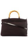 Brown Quilted Nylon Bamboo 2-Way Tote bag
