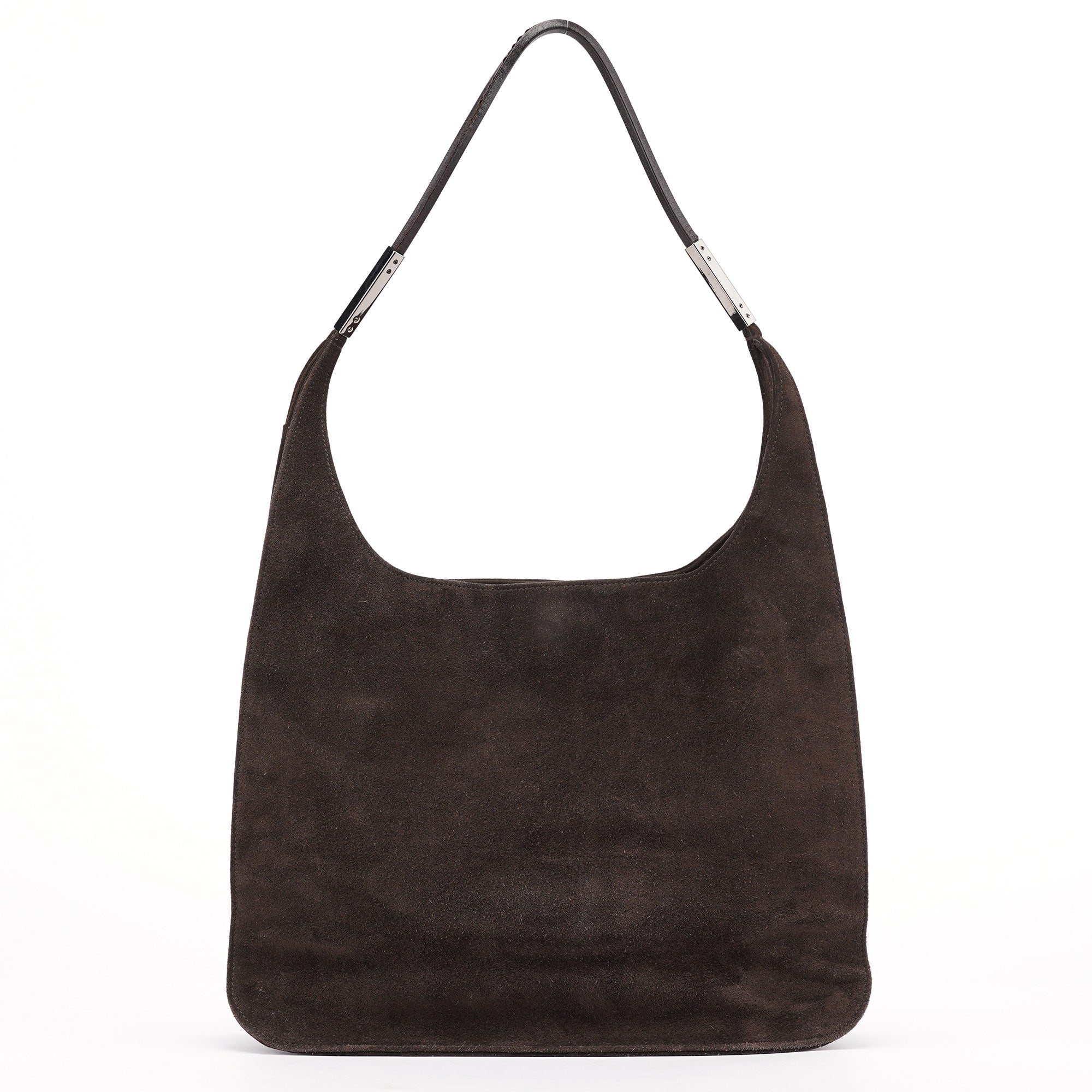 Brown Suede Hobo Shoulder Bag